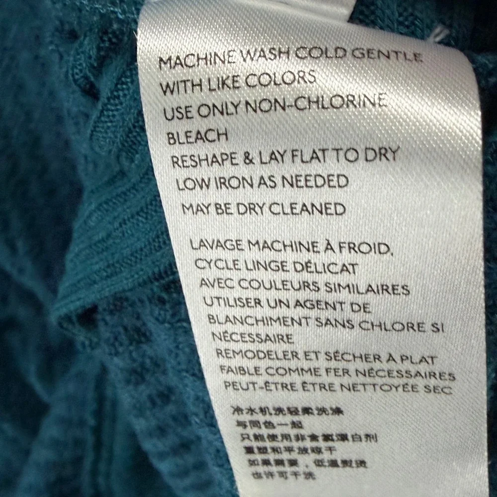 Free People We The Free Santa Clara Thermal Top XS Blue Waffle Boho Chic Slouchy